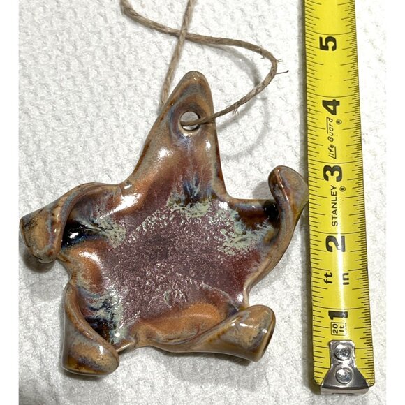 Star Pottery Ornament Ceramic Boho Rustic Earthy Unique Gift Signed Heartless 4" - Picture 7 of 7